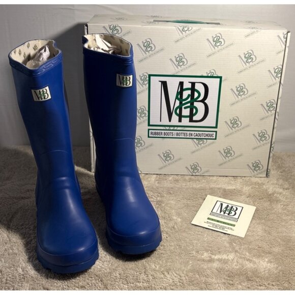Boys Rubber Boots Waterproof M&B Moneysworth & Best Size 4 Tall Gloss Blue - Picture 1 of 12